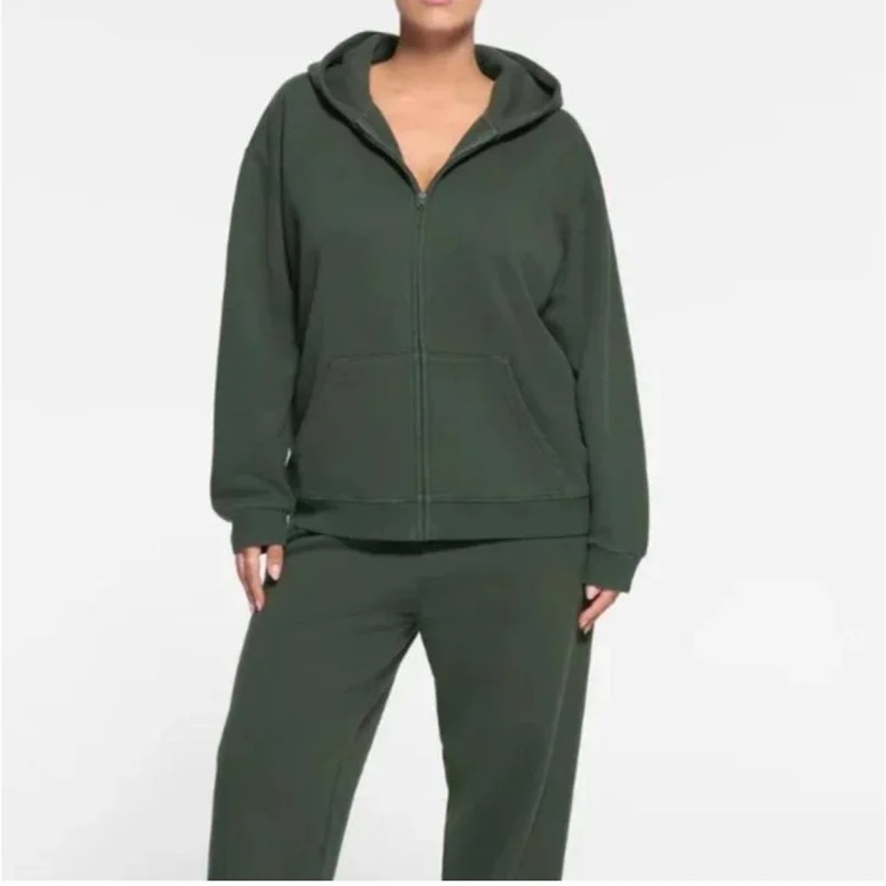 SKIMS Cotton Fleece Oversized Zip-Up Hoodie Spruce Size 3X